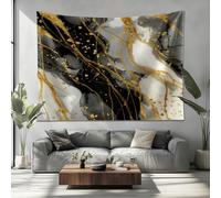 Tapisserie Murale 200x150cm Marbre D'Art Moderne Tissu Tapestry Aesthetic Wall Art Décoration Chambre, Noir Doré Tapisseries Murale Polyester Anti-décoloration