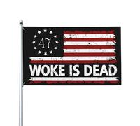 Tapisserie murale 3x5 « Woke Is Dead » pour jardin extérieur, bannière humoristique, panneau de maison avec 2 œillets