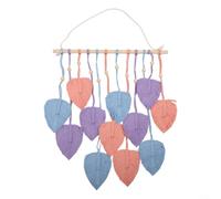 Tapisserie murale à motif de feuilles complexes, fabriquée à partir de corde de coton avec des accents en bois pour des espaces élégants (multicolore)