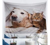 Tapisserie Murale Animal de Compagnie 130x150 cm Tenture Murale Chats et Chiens Tapisserie Tissu 3D Impression Decoration Art pour Maison Salon Chambre Dortoir a-9591