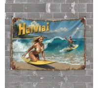 Tapisserie murale Art paradis du surf : une aventure tropicale à Hawaï Tapisserie Décoration d'intérieur Homme Cabe Decor (100 x 150 cm)