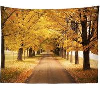 Tapisserie Murale Automne 130x150 cm Tenture Murale Arbres de Route Tapisserie Tissu 3D Impression Decoration Art pour Maison Salon Chambre Dortoir a-9479