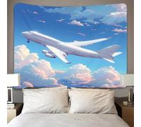 Tapisserie Murale Avion 130x150 cm Tenture Murale Ciel Tapisserie Tissu 3D Impression Decoration Art pour Maison Salon Chambre Dortoir a-9703