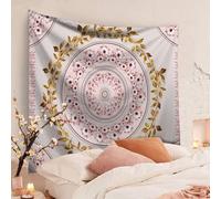 Tapisserie murale Bohème, Zodight Mandala Médaillon Floral Hippie avec Couronne Esthétique Blanche,Rosa Tapisserie murale Bohème, Zodight Mandala Médaillon Floral Hippie avec Couronne Esthétique Blanc
