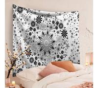 Tapisserie murale Bohème, Zodight Mandala Médaillon Floral Tapisserie Hippie avec Design Couronne Blanche Esthétique,Weiß/150X130CM