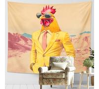 Tapisserie murale chic coq jaune, art animal funky, décoration moderne et esthétique pour chambre à coucher, salon, fête, scène naturelle amusante, accents uniques pour la maison, 152,4 x 101,6 cm