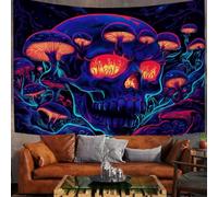 Tapisserie Murale Crâne De Champignon Tenture Murale Aesthetic | Couverture Murales Vent Sombre De La Forêt Tropicale, Tapisseries Grande, Decoration Murales pour Salon Chambre Dortoir, 150x100 cm