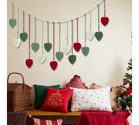 Tapisserie murale de Noël en macramé vert et rouge, faite à la main, en coton, décoration murale en forme de feuille de Noël pour chambre/salon/café/crèche/bureau/café/dortoir, 120 x 75 cm