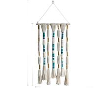 Tapisserie murale de style nordique bohème en coton tissé à la main avec pompons pour salon, hôtel, chambre à coucher