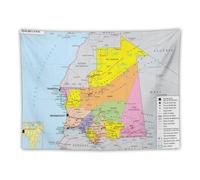 Tapisserie murale décorative avec carte du monde de la Mauritanie pour chambre à coucher, moderne, 76,2 x 101,6 cm
