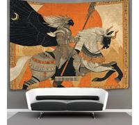 Tapisserie Murale Décorative Chambre -Art hiéroglyphique égyptien,130cmx150cm-Chevalier on An Iron Steed Galloping Towards The Sun Papier Peint Tissu - Tapestry Aesthetic Wall - Décoration Panoramique