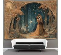 Tapisserie Murale Décorative Chambre -Les deux personnes dans la forêt étoilée symbolisent une famille ancienne Amour 180cmx230cm- Papier Peint Tissu - Tapestry Aesthetic Wall - Décoration Panoramique