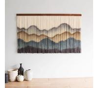 Tapisserie murale en macramé - Corde en coton teint par immersion - Décoration bohème - Art abstrait - Paysage montagneux - Parfaite pour la décoration de la maison