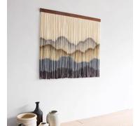 Tapisserie murale en macramé - Corde en coton teint par immersion - Décoration bohème - Art abstrait - Paysage montagneux - Parfaite pour la décoration de la maison
