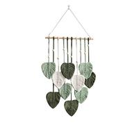 Tapisserie murale en macramé - Décoration bohème - Style bohème - Avec perles et feuilles en bois - Décoration murale faite à la main - Pour extérieur, salon, chambre à coucher - Cadeau - 40 x 80 cm