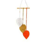 Tapisserie murale en macramé - Style bohème - Avec perles en bois et feuilles tissées - Décoration murale - Attrape-rêves - Style bohème - Pour chambre à coucher, chambre d'enfant - Orange