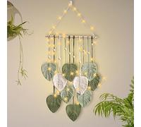 Tapisserie murale en macramé, tapisseries tissées à la main de style bohème décoration bohème en feuilles en forme de tissus tapisserie pour décoration de maison, salon, mariage, mur, 40 x 80 cm (vert