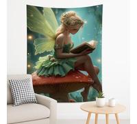 Tapisserie murale enchanteresse de fée verte à suspendre pour chambre à coucher, salon et dortoir, décoration esthétique magique 152,4 x 203,2 cm