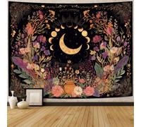 Tapisserie Murale Esthétique Bohème, Surnaturelle, Lune Céleste et Florale, Décoration Murale Cottagecore, Impression Artistique Gothique, Affiche de Chambre Automne 2606085508
