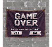Tapisserie murale Game Over : Continue Or Exit? Tapisserie Man Cave Decor et accessoires Bar Man Cave Decor (100 x 150 cm)