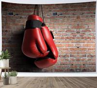 Tapisserie Murale Gants de Boxe 130x150 cm Tenture Murale Mur de Briques Vintage Tapisserie Tissu 3D Impression Decoration Art pour Maison Salon Chambre Dortoir a-9738