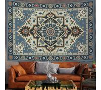 Tapisserie Murale Géométrique Floral Rétro, Couverture Murale Imprimée Style Oriental, Bleu Décor D'intérieur Poster Tapisserie Murales Pour Salon Chambre à Coucher Dortoir 200x150cm