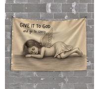 Tapisserie murale « Give It to God and Go to Sleep : A Serein Angel's Berceuse » Tapisserie pour décoration et accessoires (75 x 100 cm)