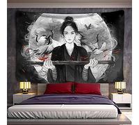 Tapisserie Murale Grue Femme Guerrière Japon - Art Impression Tenture Murale Tissu Fond Décor À La Maison Ménage Japonais, 130 Cm X 150 Cm