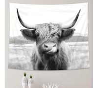 Tapisserie murale humoristique AMBZEK repr sentant une vache des Highlands (130 x 140 cm) pour chambre coucher, dortoir, salon