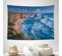 Tapisserie Murale Les Douze Apôtres Les Vagues De L'Océan Tenture Murale 150x100cm - Couverture Murales Paysages Côtiers Escarpés Tapisseries Decoration Pour Salon Chambre Dortoir Fête, Bleu