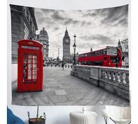 Tapisserie Murale Londres 130x150 cm Tenture Murale Rétro Britannique Tapisserie Tissu 3D Impression Decoration Art pour Maison Salon Chambre Dortoir a-9689