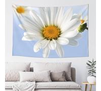 Tapisserie Murale Marguerite 130x150 cm Tenture Murale Fleurs Blanches Tapisserie Tissu 3D Impression Decoration Art pour Maison Salon Chambre Dortoir a-9507