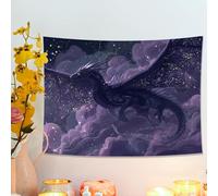 Tapisserie murale motif dragon majestueux noir et violet, nuages fantastiques, décoration esthétique pour chambre à coucher, salon, dortoir, 101,6 x 76,2 cm