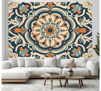 Tapisserie murale Motifs géométriques - couleur orange - 70x100cm - Art du mandala - pour la décoration de la maison, de la chambre à coucher