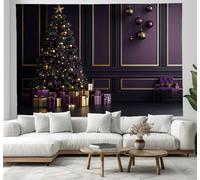 Tapisserie Murale Noël Gris Anthracite Architecture Moderne Art Mural Forêt D'Hiver Tapisserie Murale À Suspendre Pour Salon Ou Dortoir Décoration D'Intérieur 200X150Cm