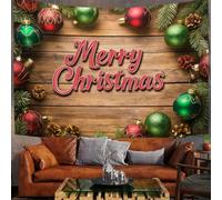Tapisserie Murale Noël,Rouge Vert Boule De Noël Avec Des Mots Textures Décoratives Décoration Tenture Couverture Pique-Nique Nappe Tapestry Pour Salon Chambre Coucher Maison Salon,130Wx150Tcm