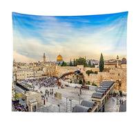 Tapisserie murale occidentale de Jérusalem City Israël - Décoration murale pour chambre à coucher, salon, dortoir - 152 x 101 cm