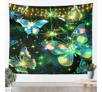 Tapisserie murale papillon néon taille S multicolore lumière étoilée graffiti couverture murale pour chambre à coucher style ferme rustique noir vert orange tapisserie murale art pour enfants