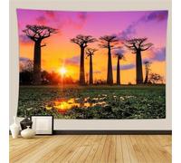 Tapisserie Murale Paysage Africain 130x150 cm Tenture Murale Coucher de Soleil Tapisserie Tissu 3D Impression Decoration Art pour Maison Salon Chambre Dortoir a/2322