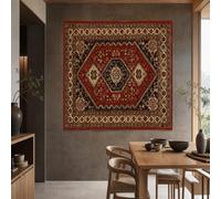 Tapisserie Murale Personnalisé 180 x 230 cm, Custom Image Logo Text Personalized Tapestry, Rétro, géométrique, floral Rouge, noir, beige, marron,