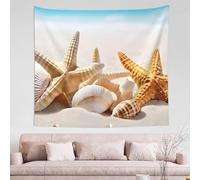 Tapisserie Murale Plage 130x150 cm Tenture Murale étoile de Mer Tapisserie Tissu 3D Impression Decoration Art pour Maison Salon Chambre Dortoir a-9612