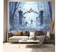 Tapisserie Murale Porte Du Cimetière Des Crânes, Gothique Tapisserie Imprimée, Gris Tapestry Pour Couvre-Lit Salon Décoration Murale Art Mural Fête 100x75cm