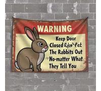 Tapisserie murale pour dortoir Motif homme Keep Door Closed! Don'T Let The Rabbits Out No Matter What They Tell You (100 x 150 cm)