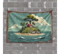 Tapisserie murale pour homme - Motif île paradis : une retraite côtière sereine - Décoration murale pour chambre de garçon (75 x 100 cm)