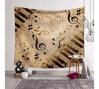 Tapisserie Murale Rétro 220x240 cm Grande Tenture Murale Notes de Musique Tapisserie Tissu 3D Impression Decoration Art pour Maison Salon Chambre a/2318