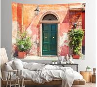 Tapisserie Murale Rue Italienne 130x150 cm Tenture Murale Vieille Maison Tapisserie Tissu 3D Impression Decoration Art pour Maison Salon Chambre Dortoir a-9717