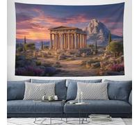 Tapisserie Murale Ruines D'Un Temple Grec Coucher De Soleil - Tapisserie Architecture Historique Classique Pour Décor De Maison Arrière Plan De Fête Chambre à Coucher, Tenture Murale 150x130cm