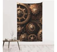 Tapisserie murale steampunk à engrenages mécaniques de 152,4 x 101,6 cm, en velours pêche, décoration murale sans dommage, décoration murale pour chambre à coucher, salon, décoration d'intérieur