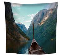 Tapisserie Murale Viking 180X200 Tapisserie Murale Motif Mythologie Nordique D'Odin Grand Tissu Polyester Wall Art Décoratives Chambre Enfant Salon Noir Blanc Pour Adultes Filles Garçons,F9