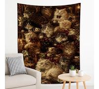 Tapisserie murale vintage marron motif chats félins à suspendre au mur, confortable et esthétique pour salon, chambre à coucher, décoration d'intérieur, 177,8 x 228,6 cm